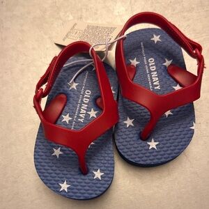 Old Navy Kids Sandals with Red Straps and Blue Star Footbed